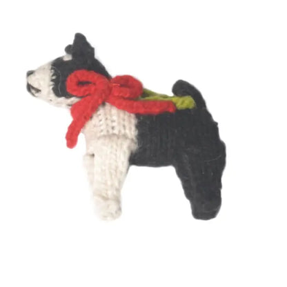 Hand-Knit Dog Ornament: Boston Terrier