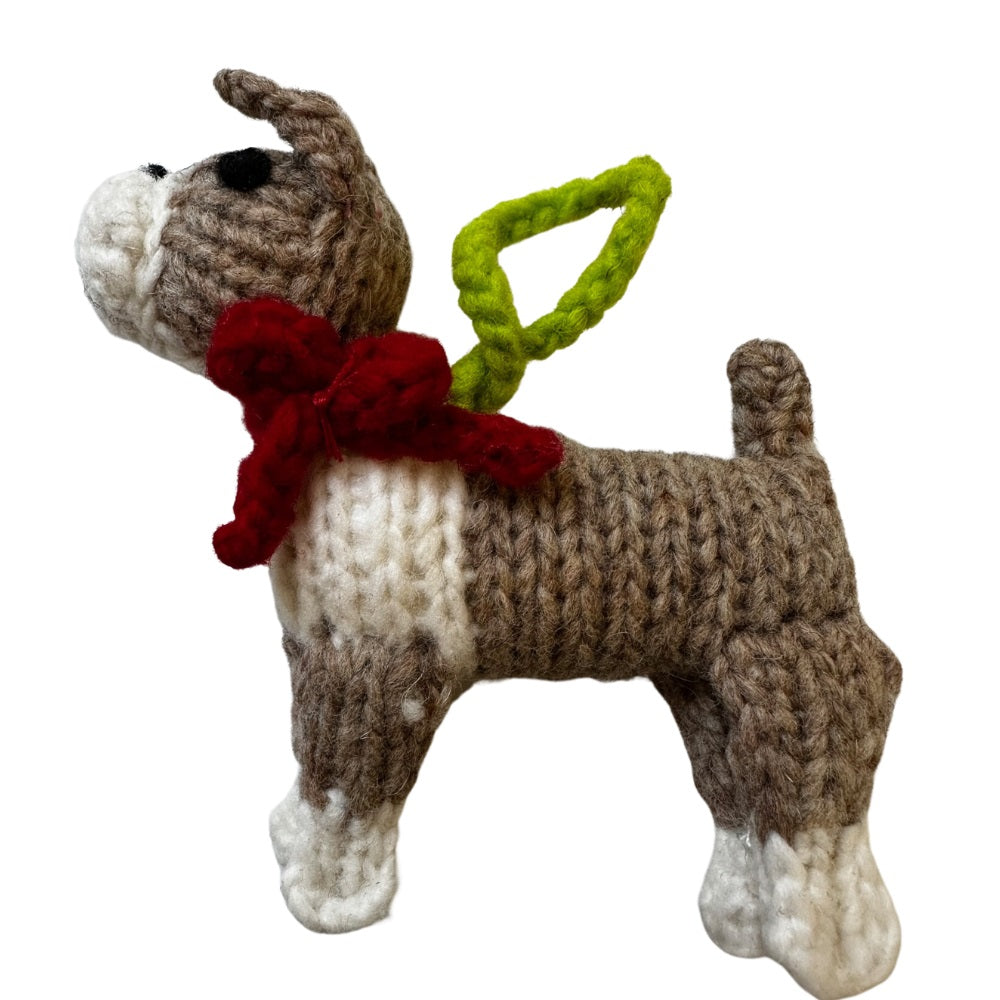 Hand-Knit Dog Ornament: Boxer