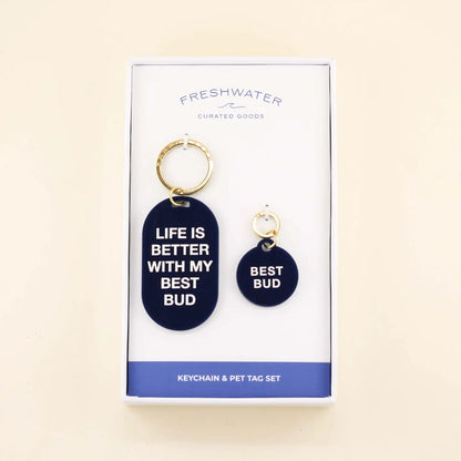 "Best Bud" Keychain and Collar Tag Set