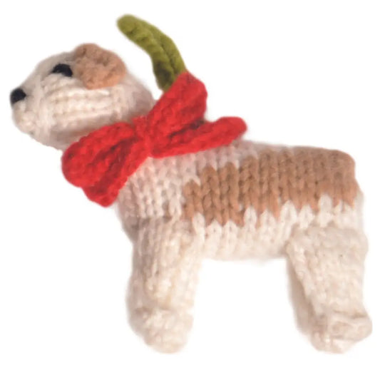 Hand-Knit Dog Ornament: Bulldog