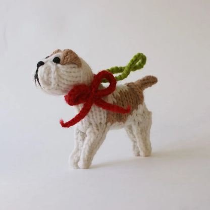 Hand-Knit Dog Ornament: Bulldog