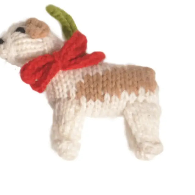 Hand-Knit Dog Ornament: Bulldog