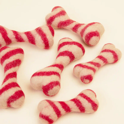 Wool Candy Cane Dog Toy