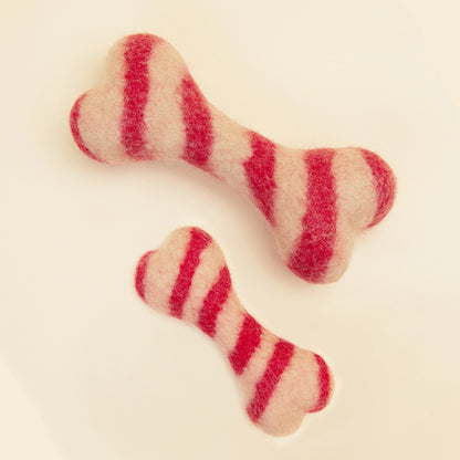 Wool Candy Cane Dog Toy
