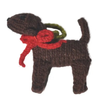 Hand-Knit Dog Ornament: Chocolate Lab