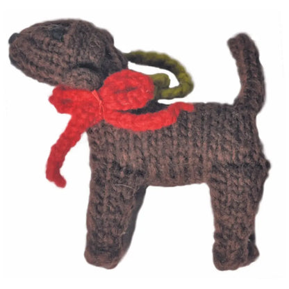 Hand-Knit Dog Ornament: Chocolate Lab