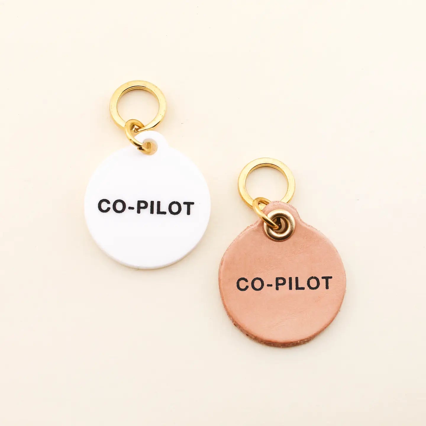 "Co-Pilot" Leather Pet Collar Tag