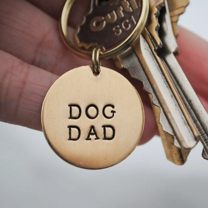 Dog Dad Brass Keychain