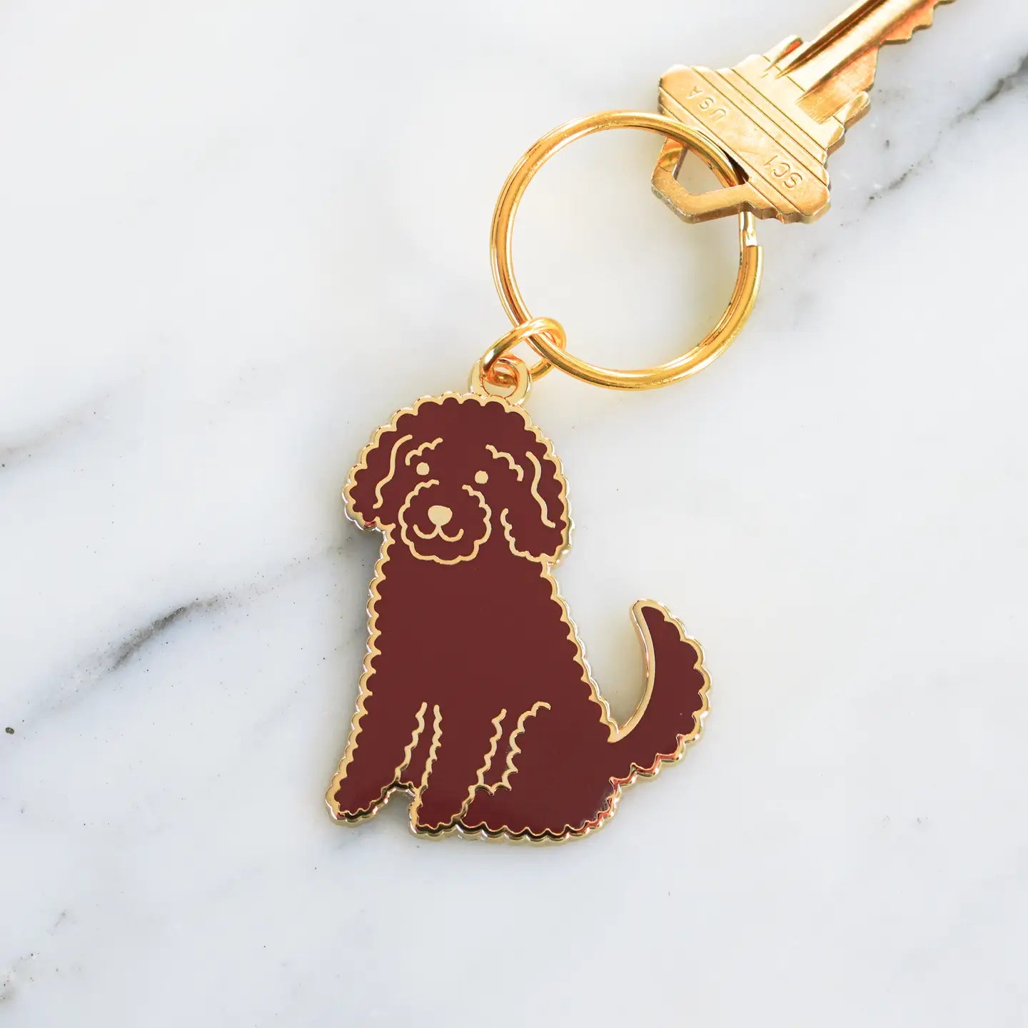 Everyday Olive Enamel Golden Doodle Keychain