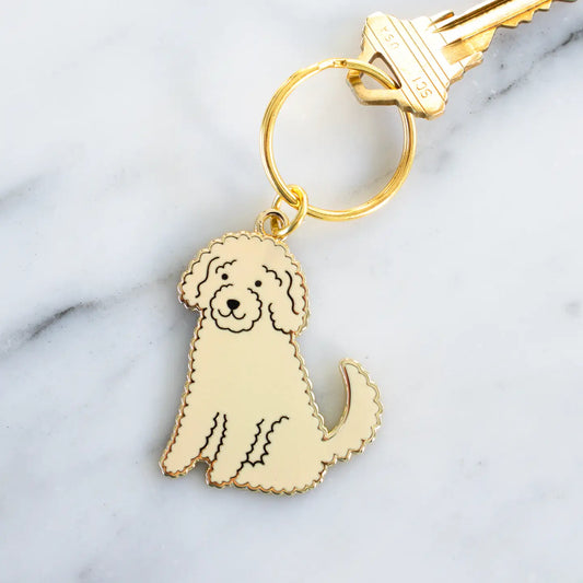 Everyday Olive Enamel Golden Doodle Keychain