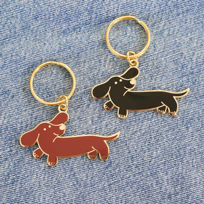 Everyday Olive Enamel Doxie Keychain