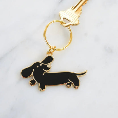 Everyday Olive Enamel Doxie Keychain