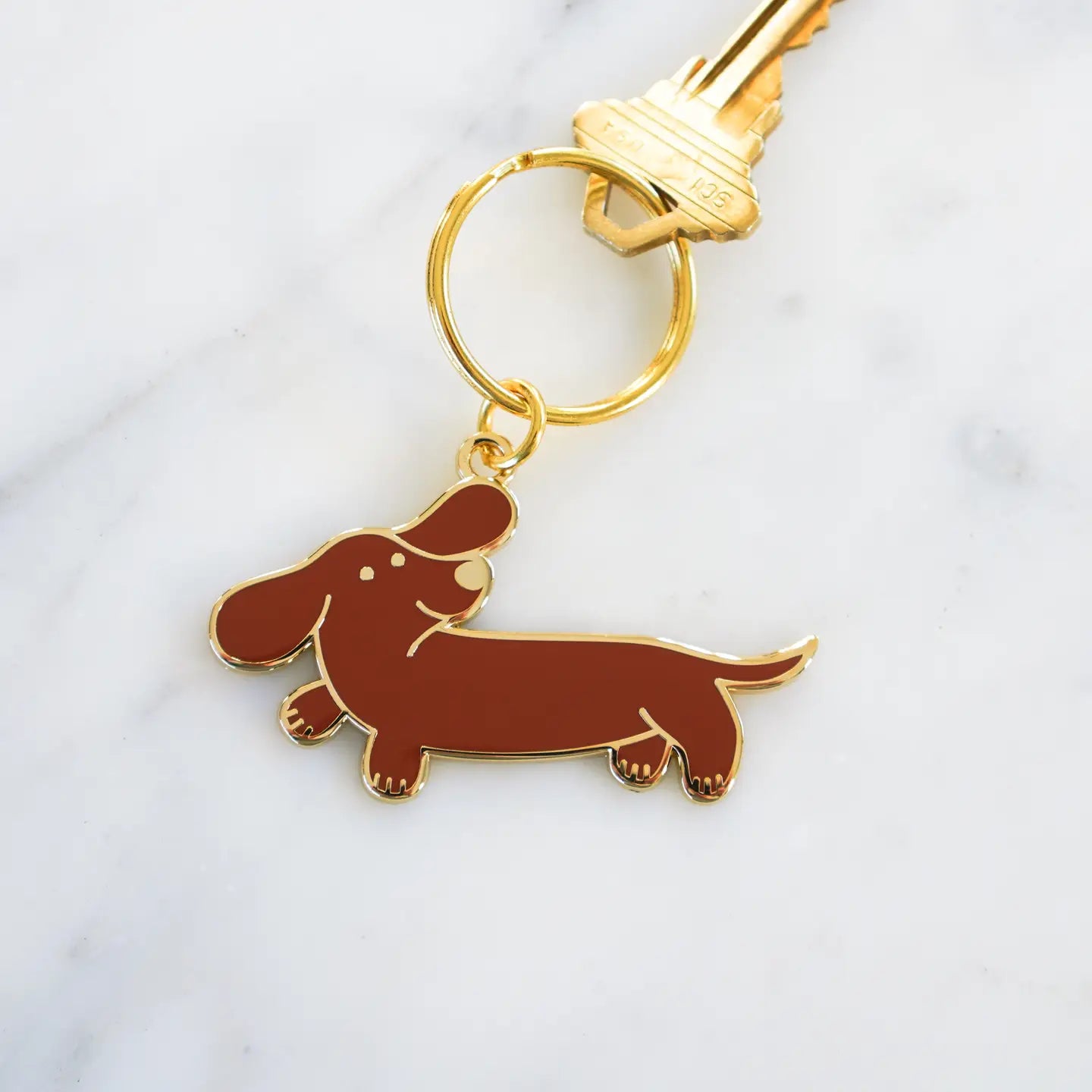 Everyday Olive Enamel Doxie Keychain