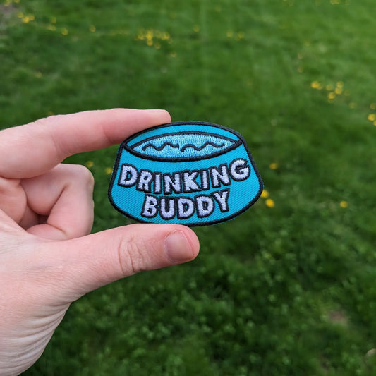 "Drinking Buddy" Merit Badge  Iron-On Patch for Dogs