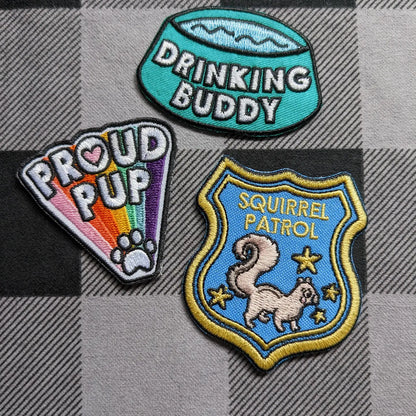 "Drinking Buddy" Merit Badge  Iron-On Patch for Dogs