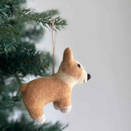 Hand-Felted Corgi Ornament