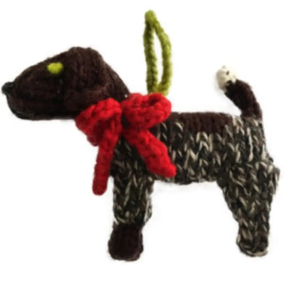 Hand-Knit Dog Ornament: German Shorthaired Pointer