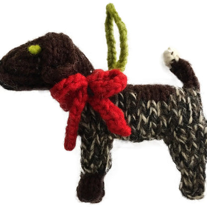 Hand-Knit Dog Ornament: German Shorthaired Pointer