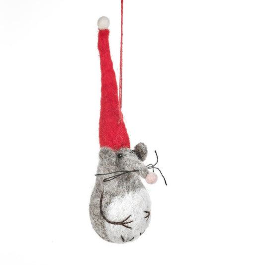 Santa Mouse Felt Ornament