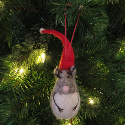 Santa Mouse Felt Ornament