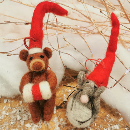 Santa Mouse Felt Ornament