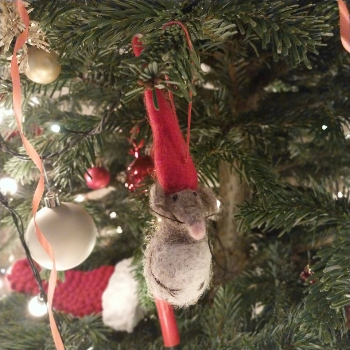 Santa Mouse Felt Ornament