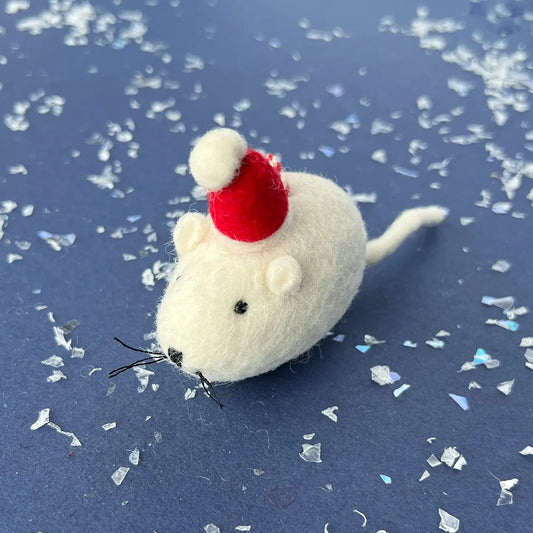 Santa Hat Mouse Felt Ornament