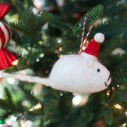 Santa Hat Mouse Felt Ornament