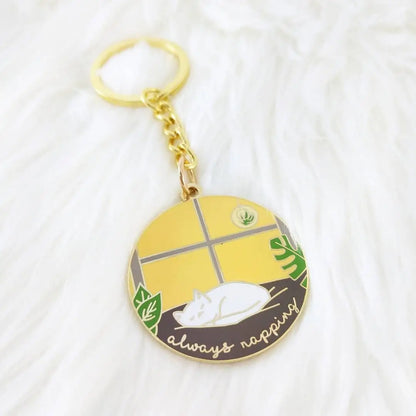 "Always Napping" Cat Nap Enamel Keychain