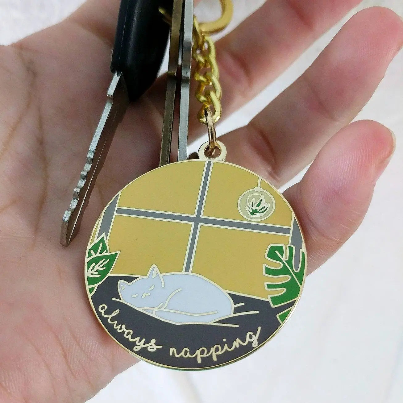 "Always Napping" Cat Nap Enamel Keychain