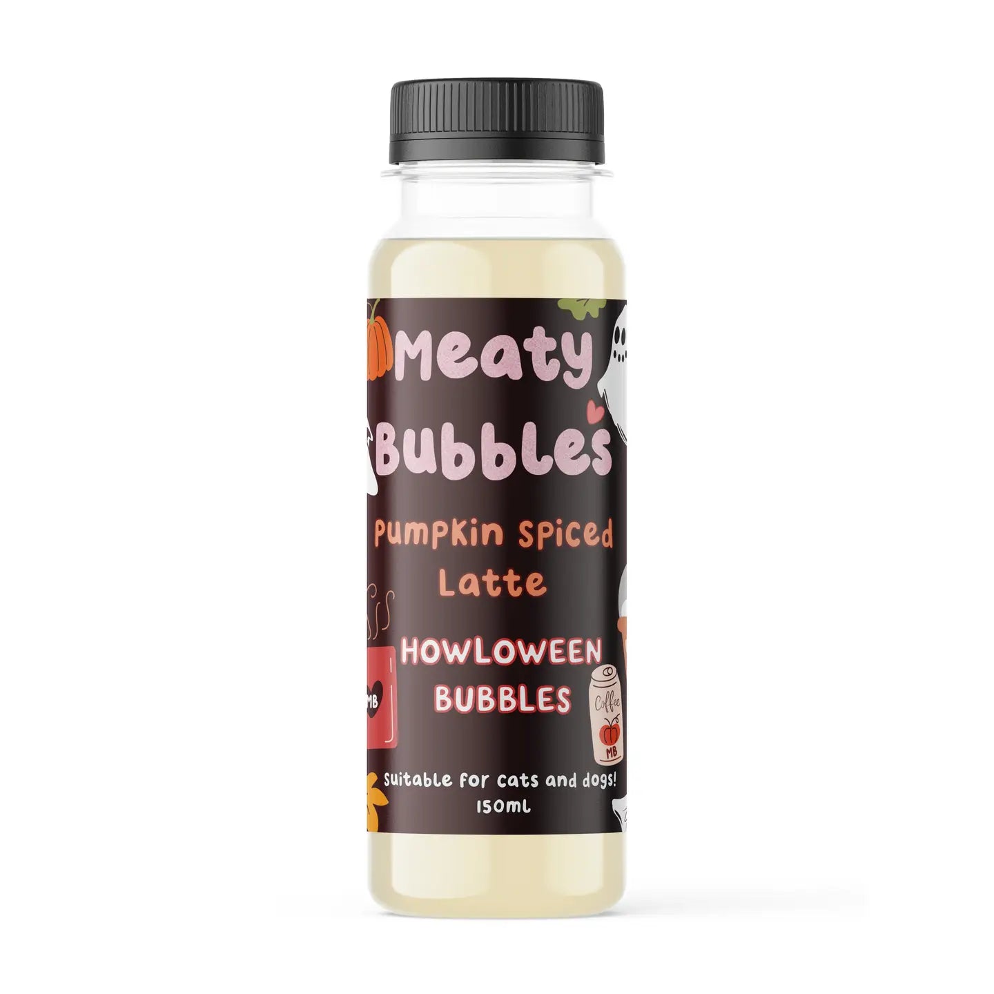 Halloween Meaty Bubbles: Edible Bubbles for Pets! Pumpkin Spice Latte Flavor