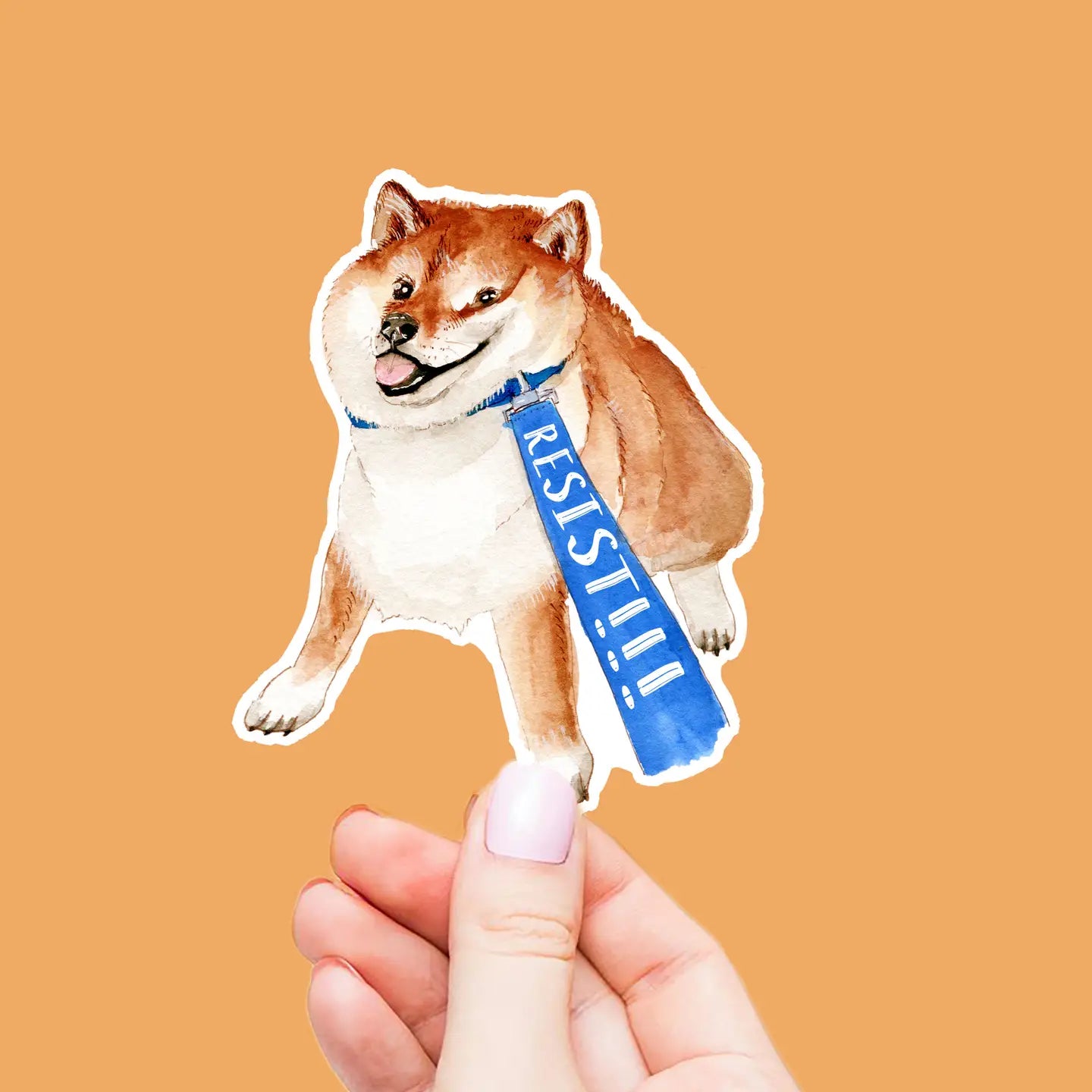 "Resist" Pulling Shiba Inu Vinyl Sticker