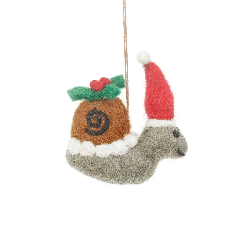 Santa Snail Felt Ornament