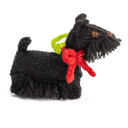 Hand-Knit Dog Ornament: Scottie Dog