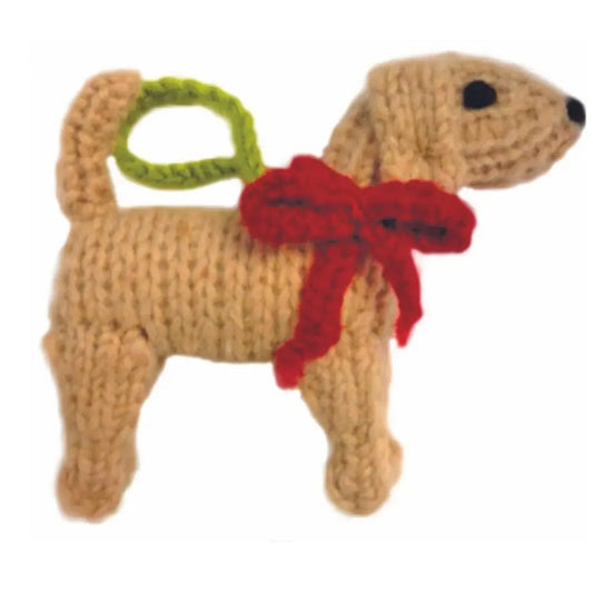 Hand-Knit Dog Ornament: Yellow Lab