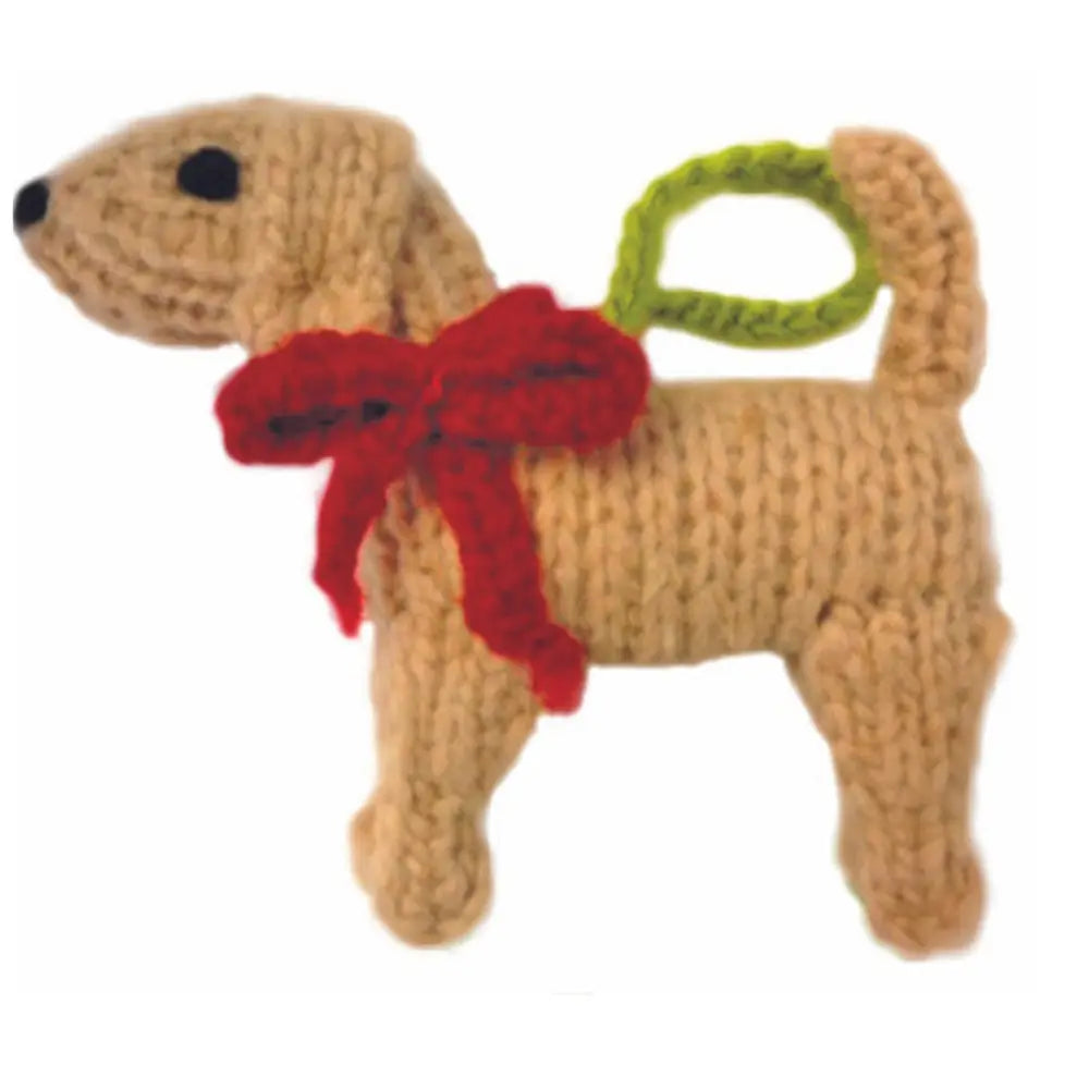 Hand-Knit Dog Ornament: Yellow Lab