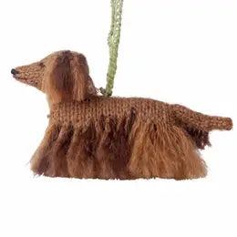 Hand-Knit Alpaca Dog Ornaments: Dachshund