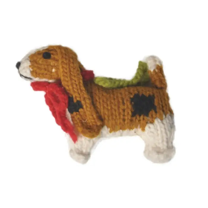 Hand-Knit Dog Ornament: Basset Hound