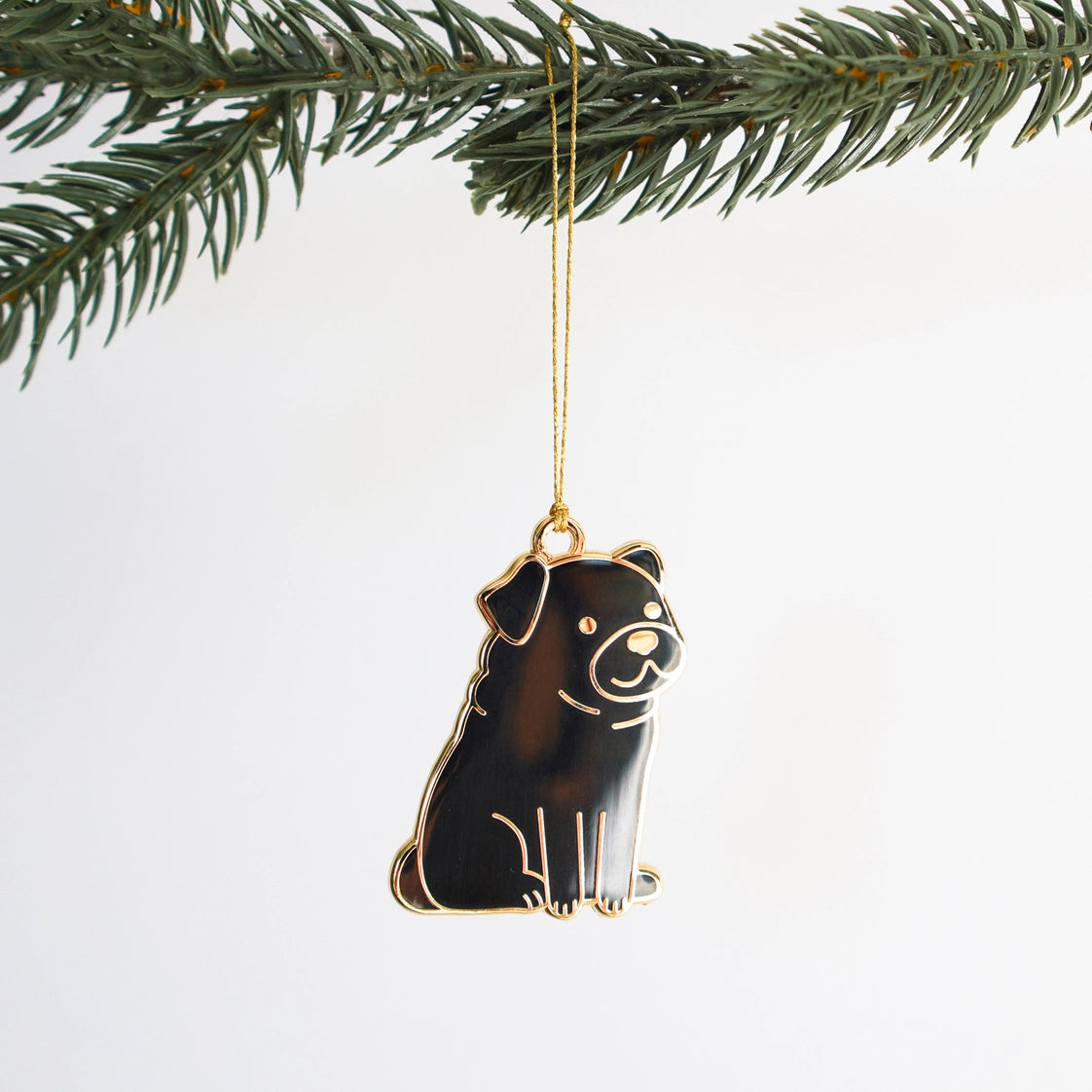 Everyday Olive Black Pug Enamel Ornament