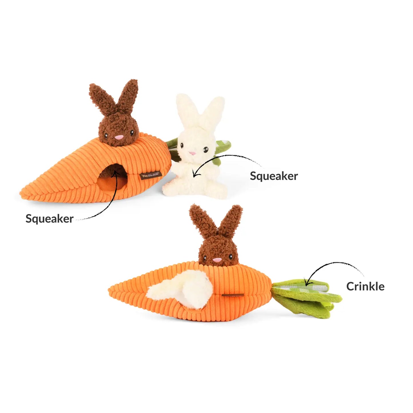 Funny Bunnies Hide-and-Squeak Dog Toy