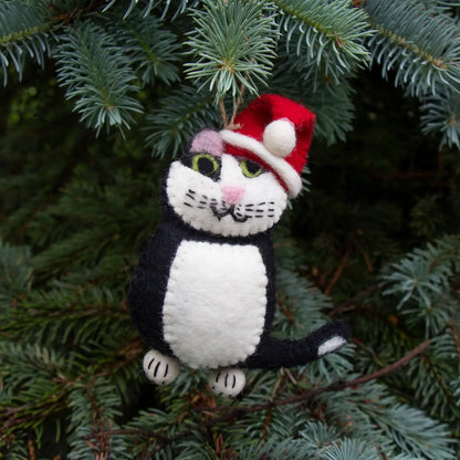 Hand-Felted Tuxedo Cat Ornament