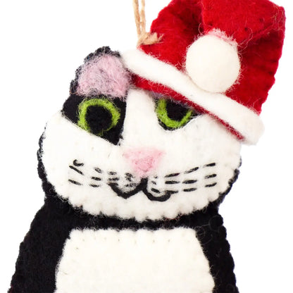 Hand-Felted Tuxedo Cat Ornament