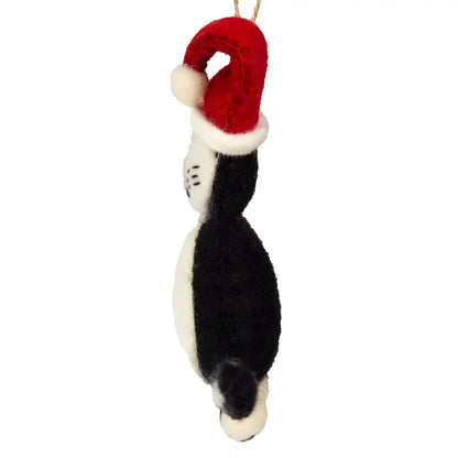 Hand-Felted Tuxedo Cat Ornament