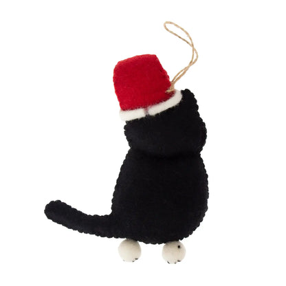 Hand-Felted Tuxedo Cat Ornament