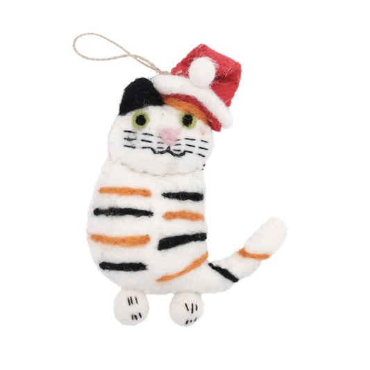 Hand-Felted Calico Cat Ornament