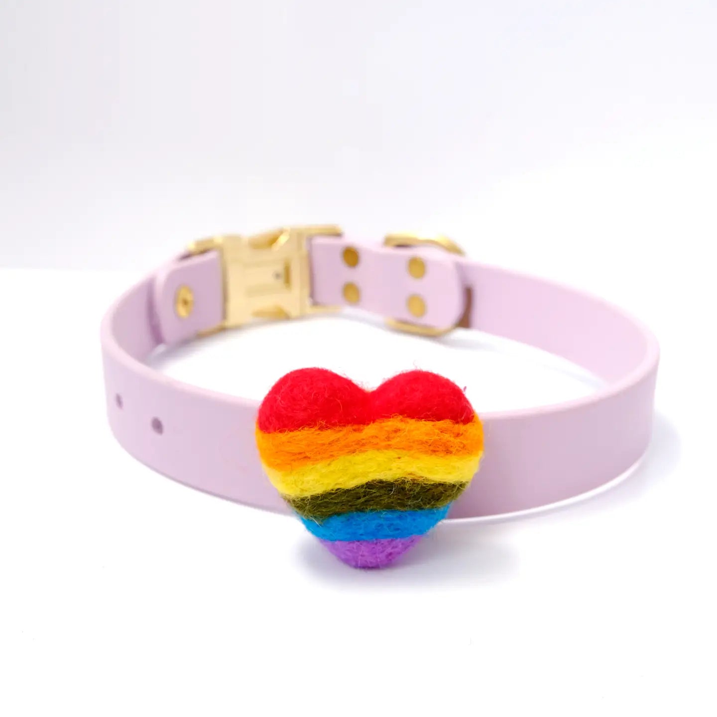 Rainbow Heart Felted Collar Accessory