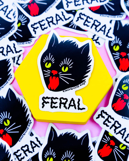 Vintage Feral Cat Vinyl Sticker