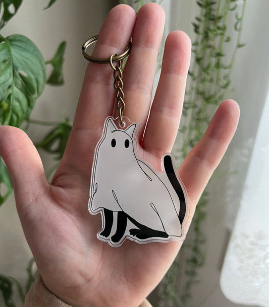 Ghost Cat Keychain