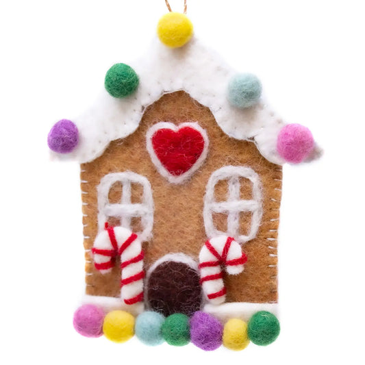 Hand-Felted Gingerbread House Ornament