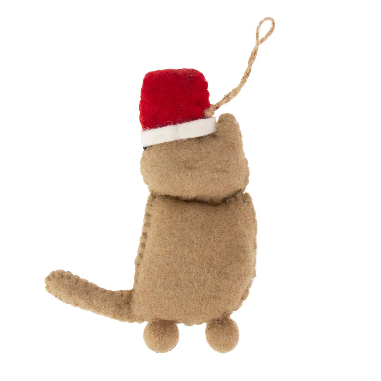 Hand-Felted Ginger Tabby Santa Cat Ornament